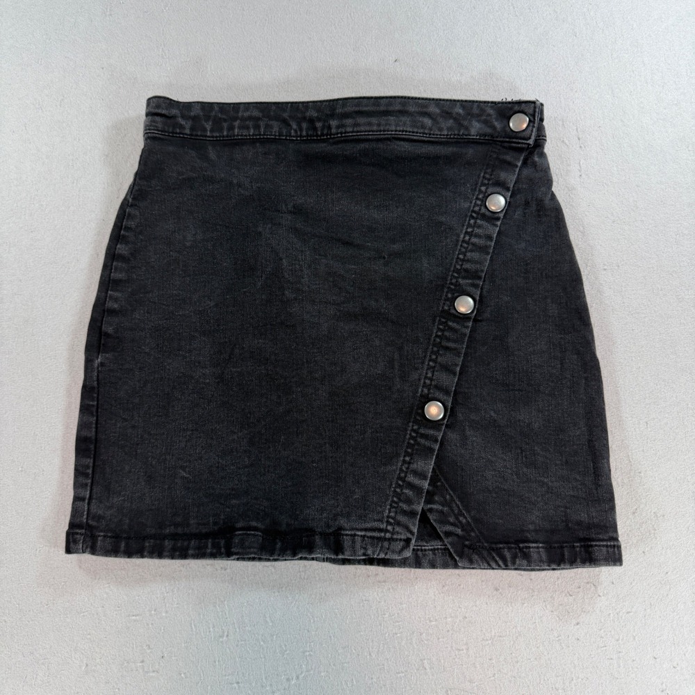 Free People We The Free Wynne Black Denim Wrap Mini Skirt Size 28